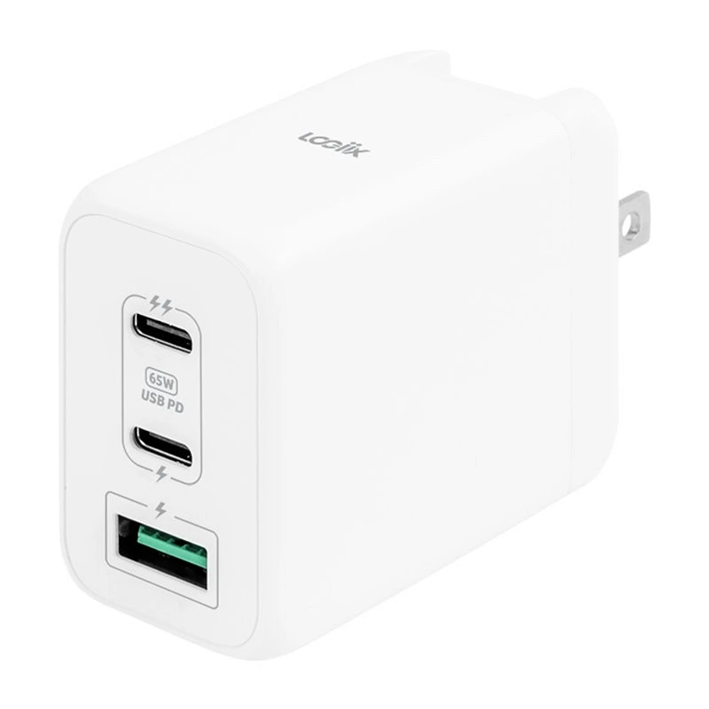 LOGiiX Power Plus 65 XL USB-A & USB-C Power adapter - White - LGX-13321