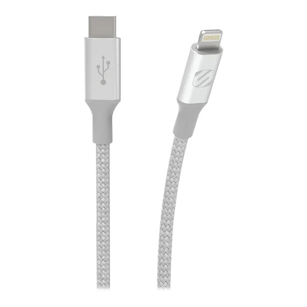 Scosche USB-C to Lightning Braided Charge and Sync Cable - Silver