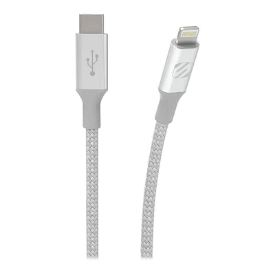 Scosche USB-C to Lightning Braided Charge and Sync Cable - Silver