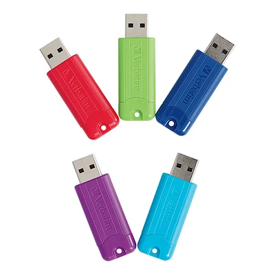 Verbatim 64GB Pinstripe USB 3.0 Flash Drives - Assorted Colours - 5's- 70389