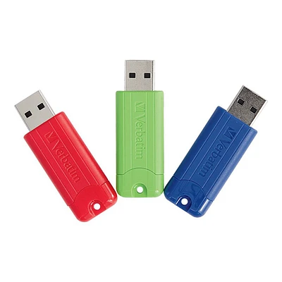 Verbatim 128GB Pinstripe USB 3.0 Flash Drive pack - 3's - 70390