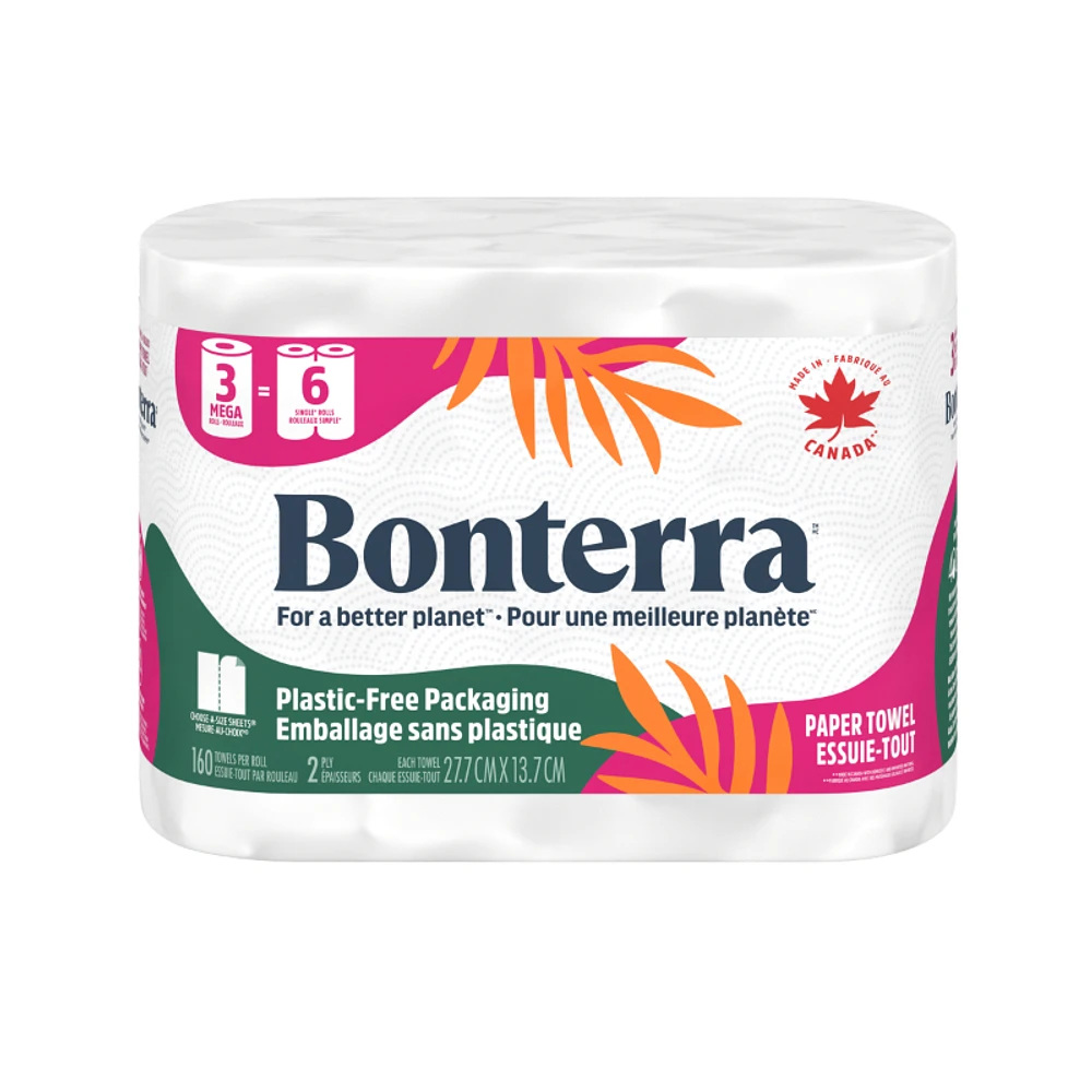 Bonterra Paper Towels Mega Rolls - 3s