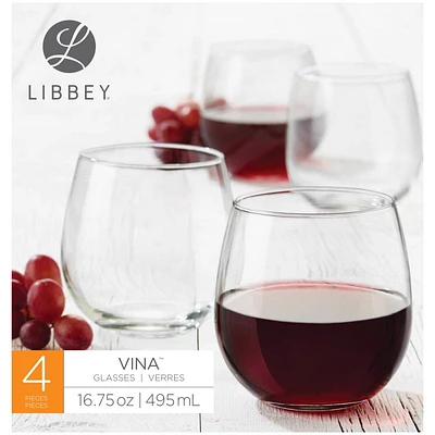 Libbey Vina Stemless Red Wine Glass Set - 4 piece