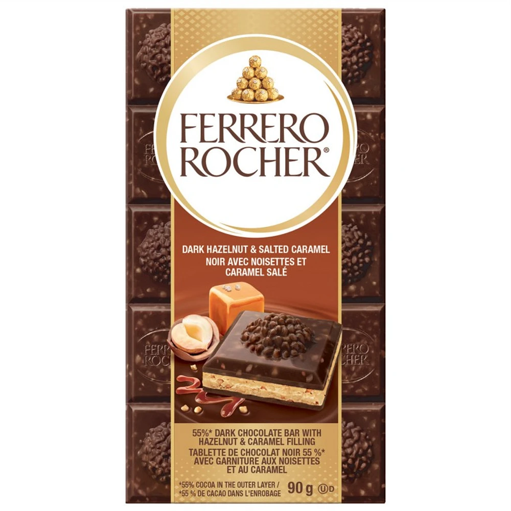 Ferrero Rocher Dark Chocolate Bar - Hazelnut and Caramel - 90g