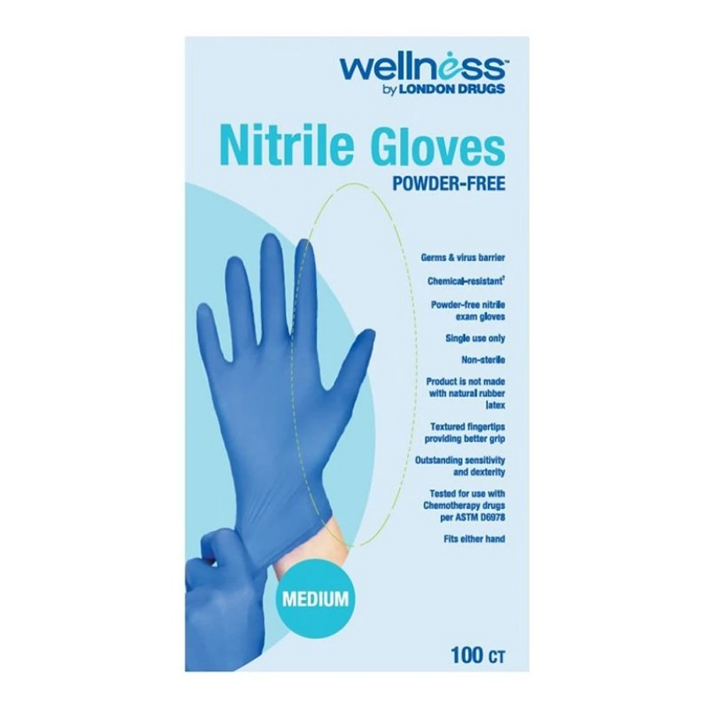 Wellness by London Drugs Nitrile Gloves - Medium - 100's