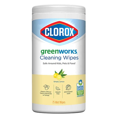 Green Works Cleaning Wipes - Simply Lemon - 75s