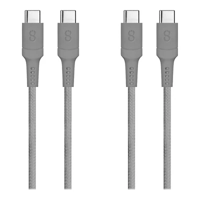 LOGiiX Piston Connect Braid USB-C to USB-C - Graphite Gray - 1.2m - 2 pack