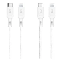 LOGiiX Piston Connect Braid USB-C to Lightning Cable - White - 1.2m - 2 pack