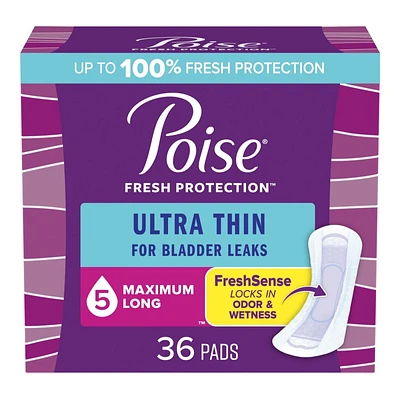 Poise Ultra Thin Regular Length Incontinence & Postpartum Pads -Maximum Absorbency - 36 Countï¿½