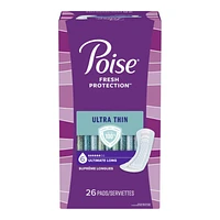 Poise Ultra Thin Long lenth Incontinence & Postpartum Pads - Ultimate Absorbency - 26 Count