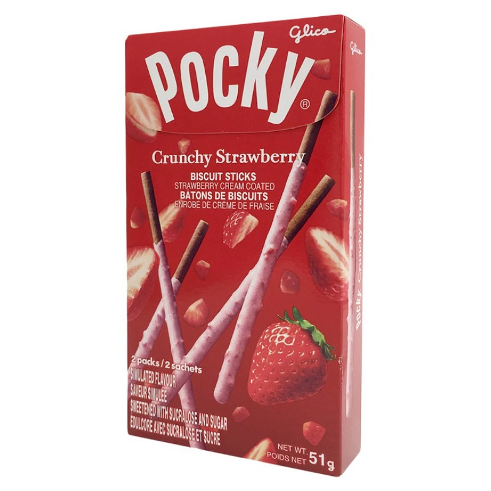 Glico Pocky Crunchy Strawberry Biscuit Sticks - 51g