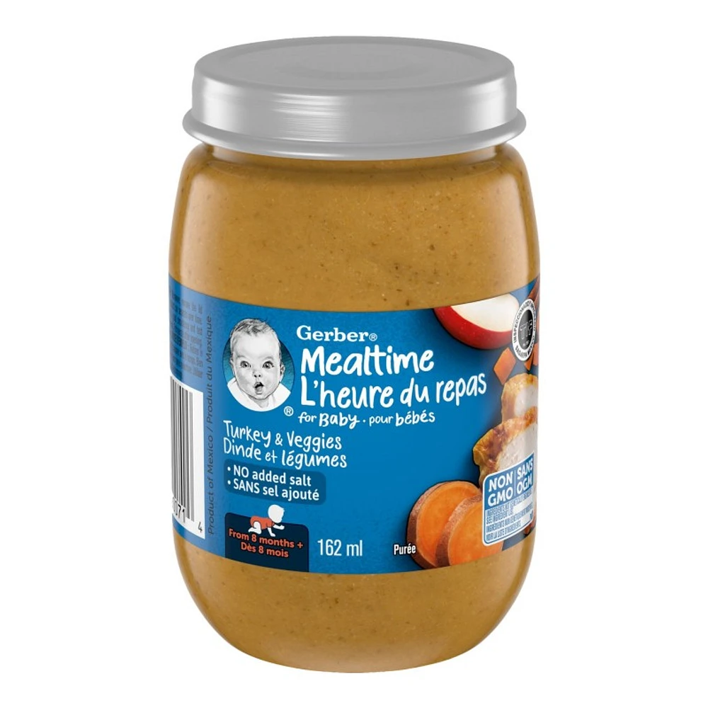 Gerber Mealtime Turkey & Veggies - Baby Puree - 162ml