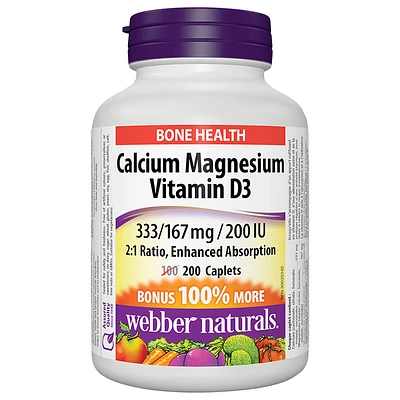 Webber Naturals Calcium Magnesium with Vitamin D3 333/167mg - 100s