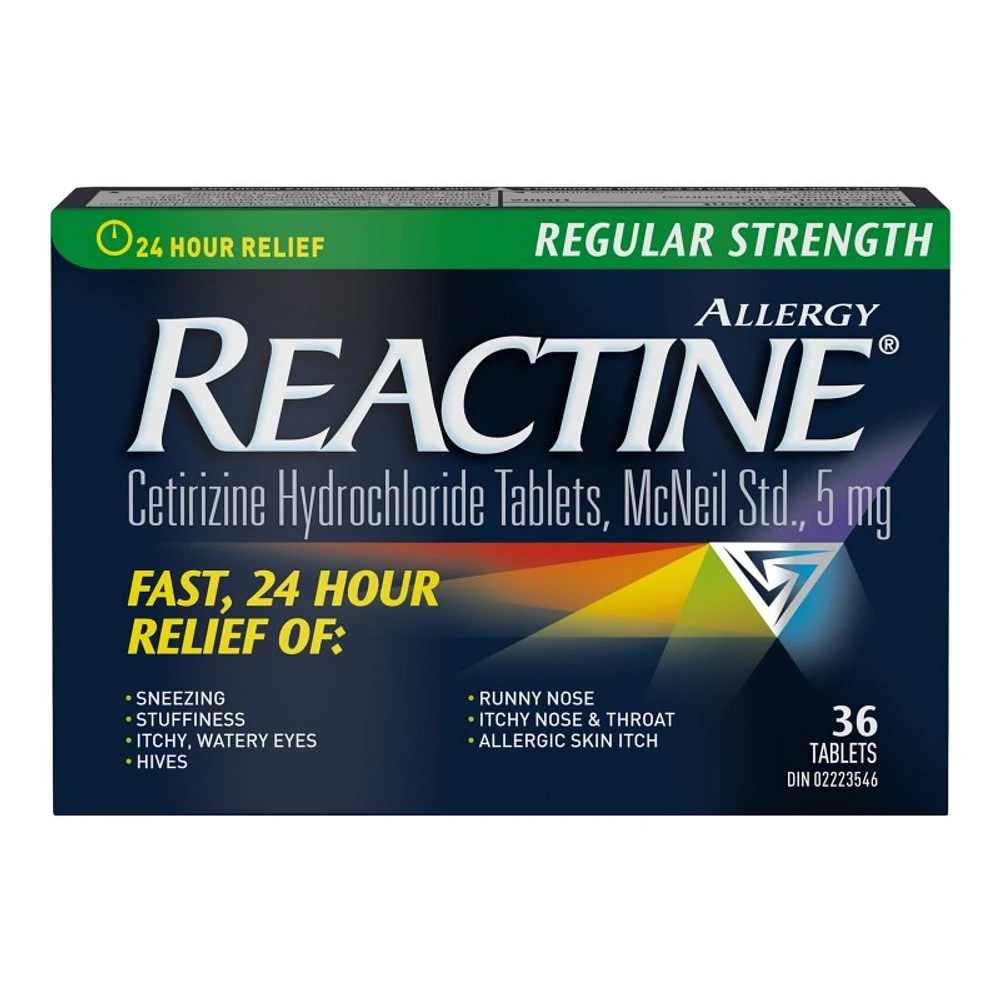 Reactine Allergy Regular Strength Cetirizine Hydrochloride Tablets - 5mg - 36's