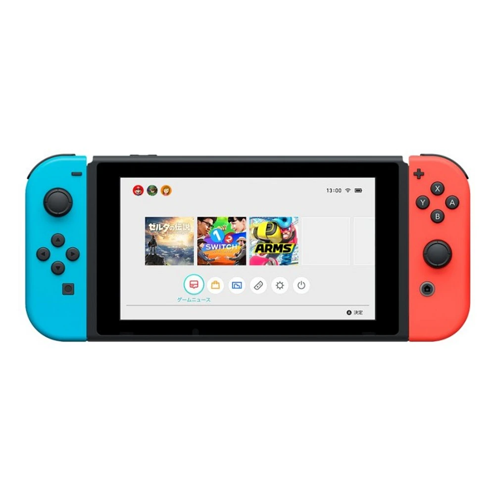 Nintendo Switch with Neon Blue and Neon Red Joy-Con Game Console