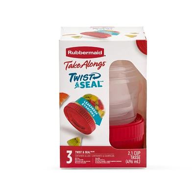 Rubbermaid TakeAlongs Twist Seal Containers & Lids - 3 pack / 496ml