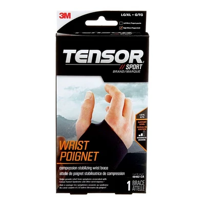 Tensor Sport Compression Stabilizing Wrist Brace - Right Hand - Large/Extra Large - Black