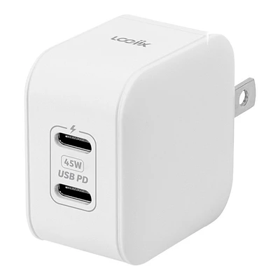 LOGiiX Power Cube 45 Duo 2 x USB-C Power Adapter - White - LGX-13500