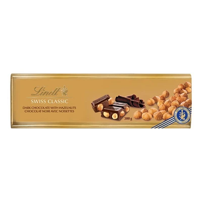 Lindt Swiss Classic Dark Chocolate Bar - Hazelnut - 300g