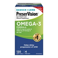 Bausch + Lomb PreserVision Omega-3 Formula Softgels - 120's