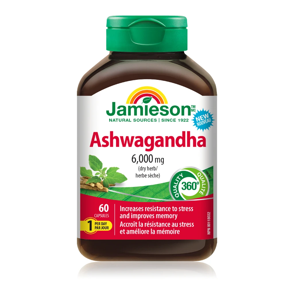 Jamieson Ashwagandha Capsules- 6000mg - 60's