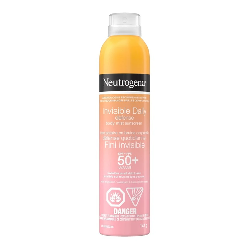 Neutrogena Invisible Daily Defense Body Mist Sunscreen - SPF 50+ - 141g