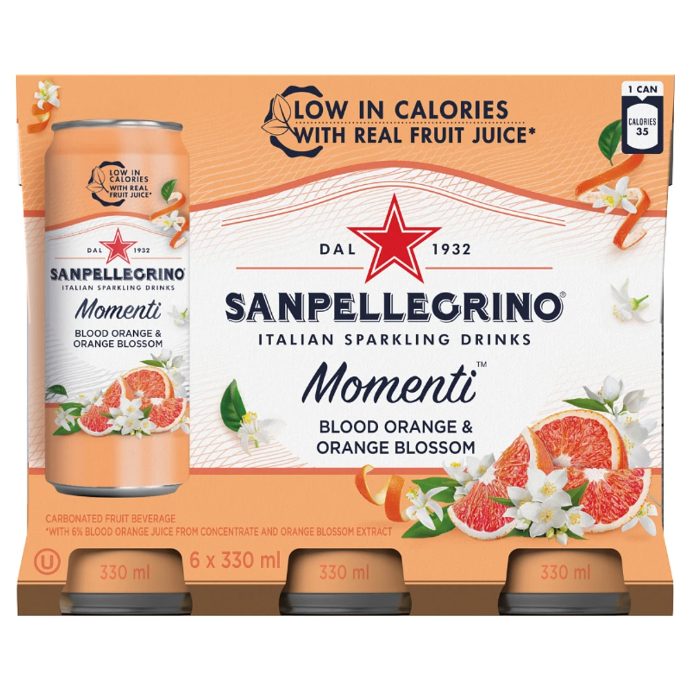 Sanpellegrino Momenti Blood Orange Blossom - 6X330ml - Aluminum