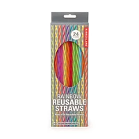 Kikkerland Rainbow Reusable Straws - Pack of 24