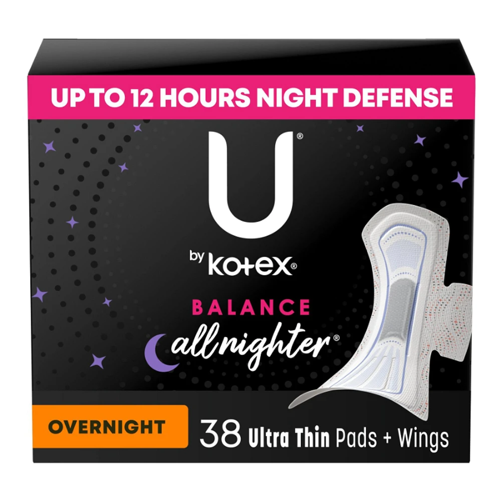 U by Kotex Balance Ultra Thin Sanitary Pad - Overnight - 38 Count