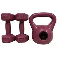 Danskin 4lb Kettle Bell and 2x2lb Dumbbell Kit - Wine - 8lb