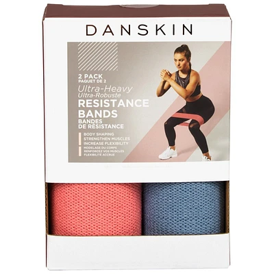 Danskin Large Fabric Bands - Blue/Mauve - 2pk