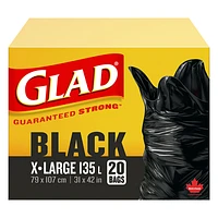 Glad Black Garbage Bags - Extra Large - 135L/20s