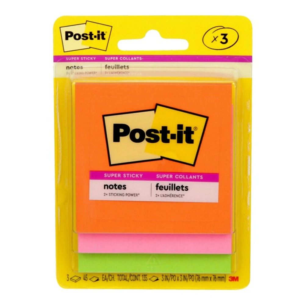 Post-it Super Sticky Energy Boost Collection Notes - 3 x 45 sheets