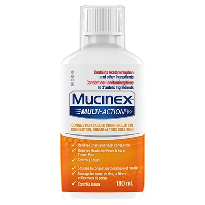 MUCINEX Multi-Action Liquid Cough And Cold Solution - 180ml