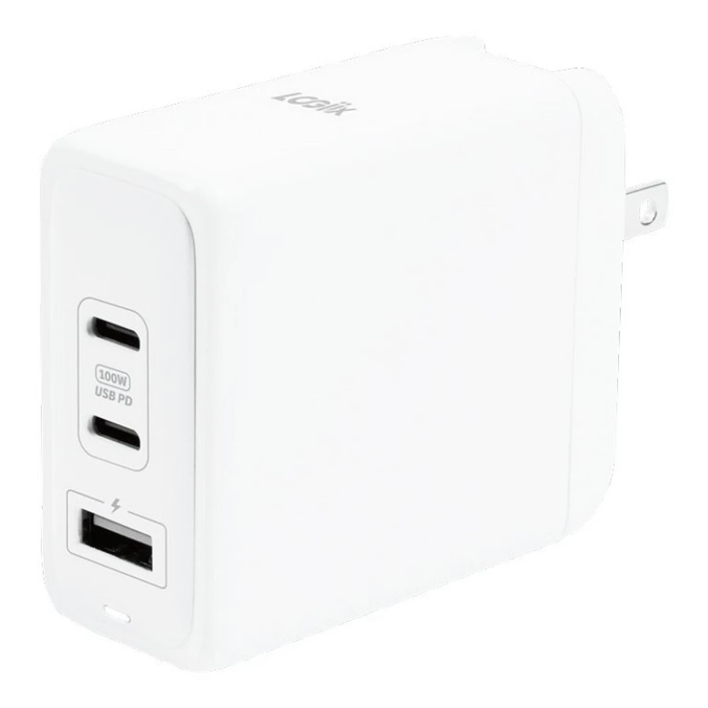 LOGiiX Power Plus 100 USB-A & 2 x USB-C Power Adapter - White - LGX-13543