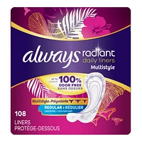 Always Radiant Multistyle Pantyliners - Regular - 108's