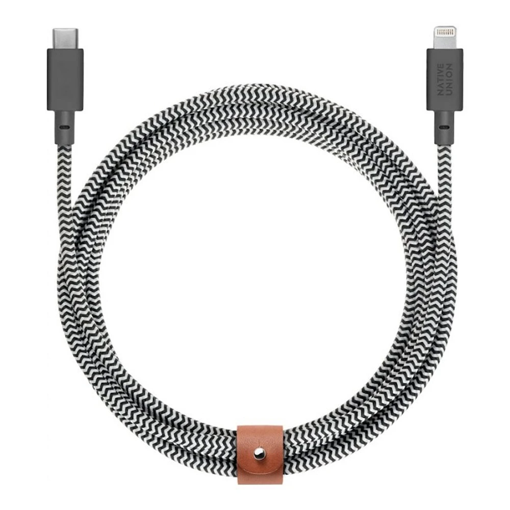 Native Union Belt XL USB-C to Lightning Cable - Zebra Black - 3m