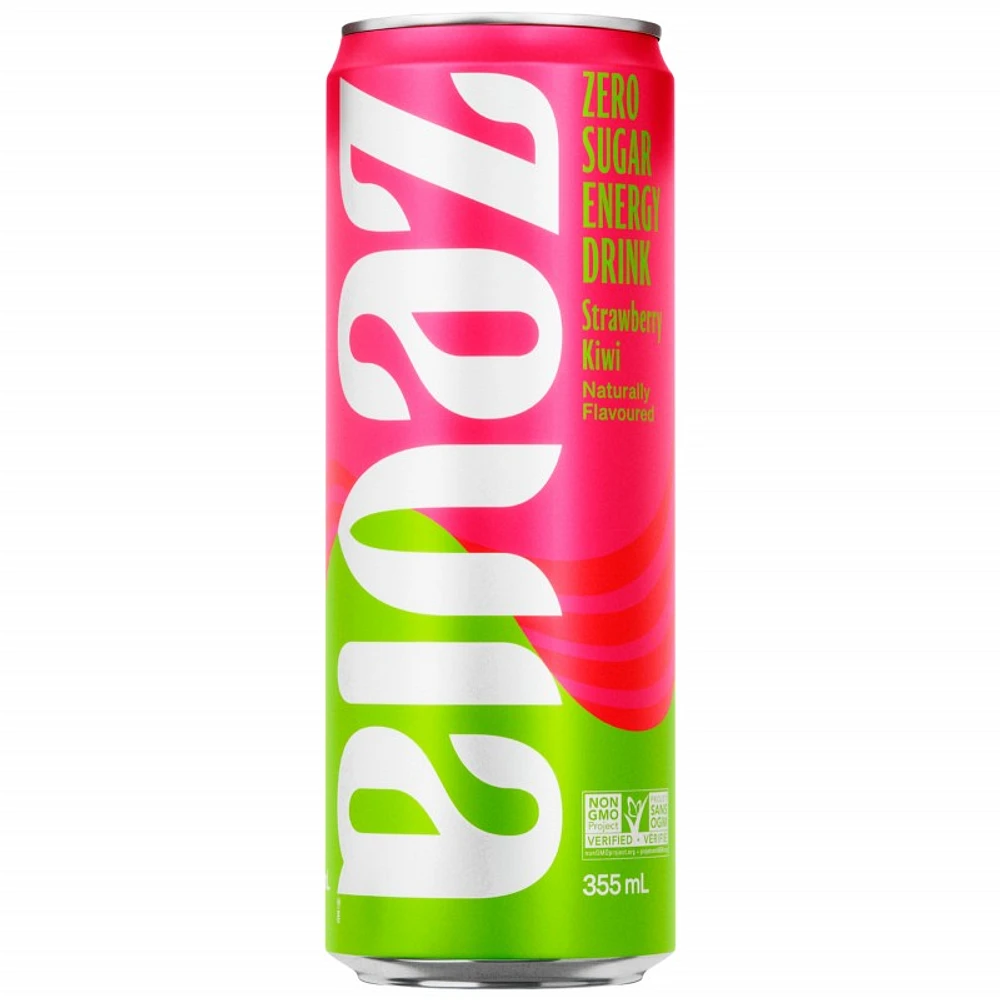 Zevia Zero Sugar Energy Drink - Strawberry Kiwi - 355ml