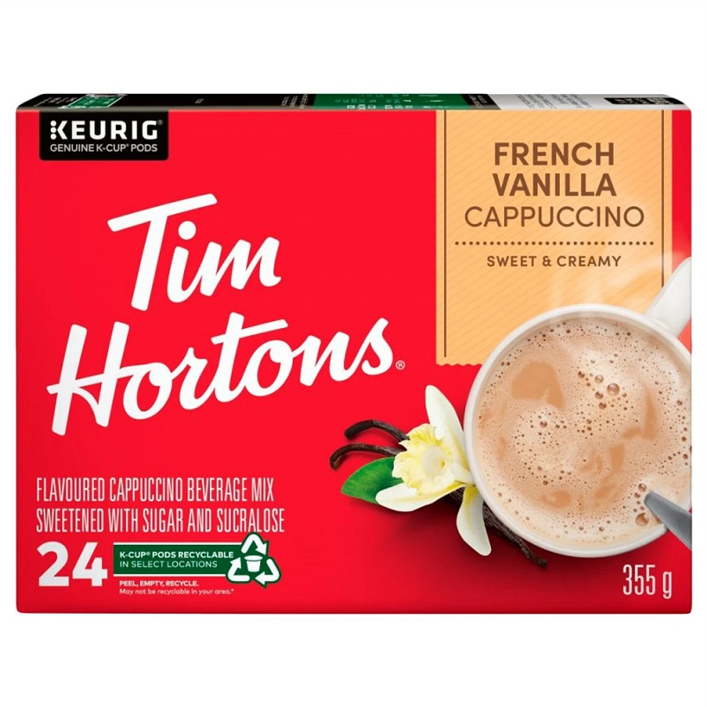 Tim Hortons Instant Cappuccino French Vanilla Powder Coffee - 24pack