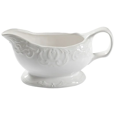 Bountiful Joy Gravy Boat - White Embossed - 16oz