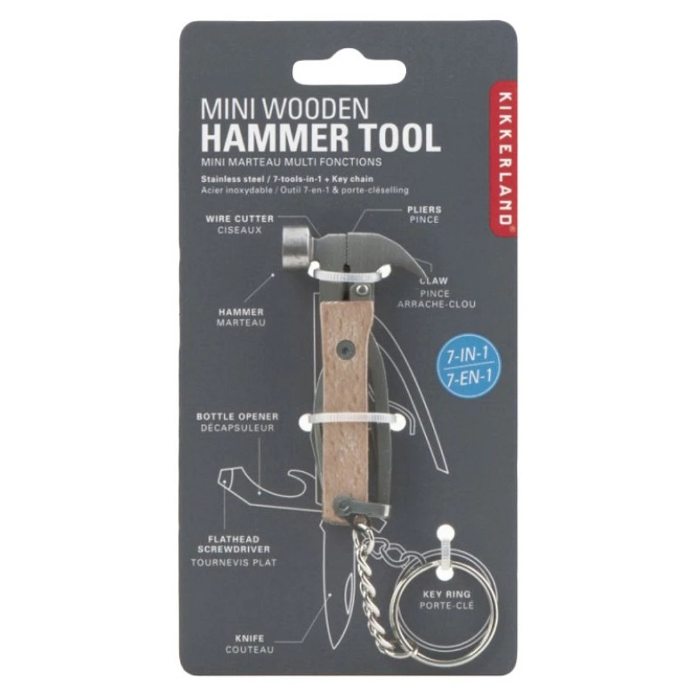 Kikkerland Wood Multi Function Hammer Tool