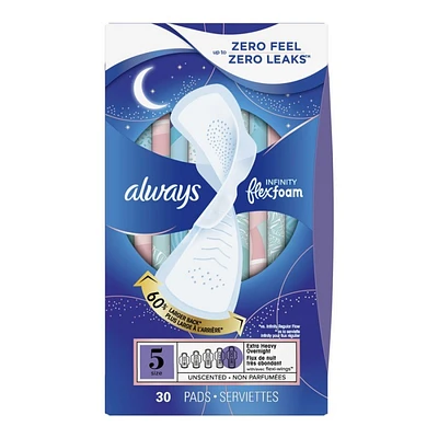 Always Infinity Sanitary Pads - Extra Heavy Overnight - Size 5 - 30's