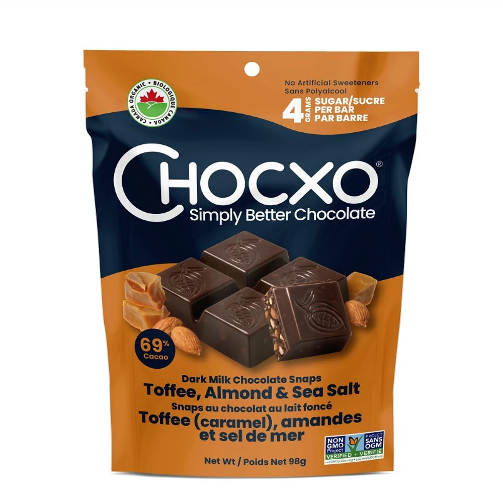 Chocxo Dark Milk Chocolate Almond Snaps Toffee - 98g