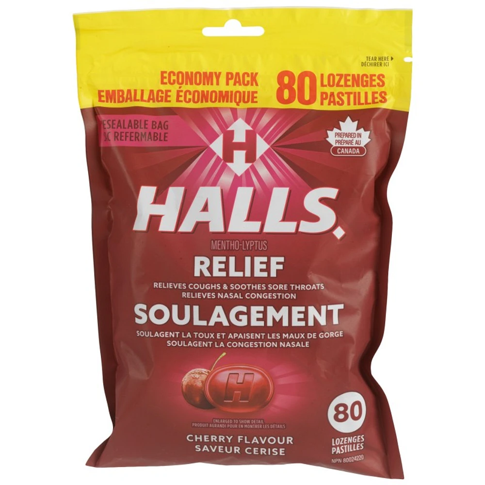 HALLS Relief Honey Cherry Cough Drops - 80's