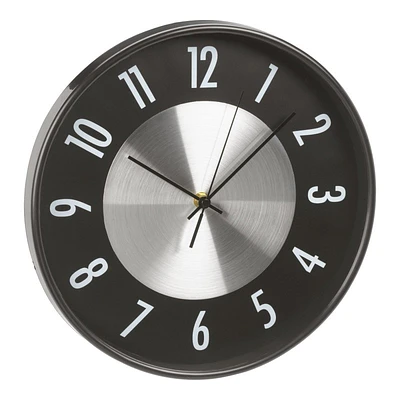 Today by London Drugs Wall Clock - 30.5cm - Black\Aluminum