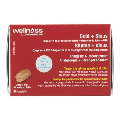 Wellness by London Drugs Cold + Sinus Caplets - 40's