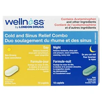 Wellness by London Drugs Cold and Sinus Relief Combo Caplets - 20's