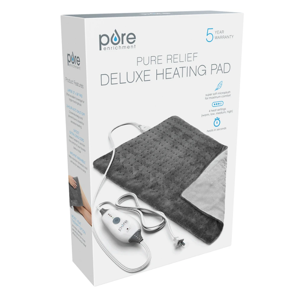 PureRelief Deluxe Heating Pad - Grey - PEHPVAL-CAG