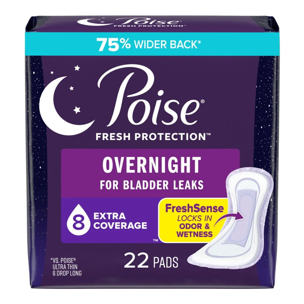 Poise Overnight Incontinence Pads - Extra Coverage - 22's