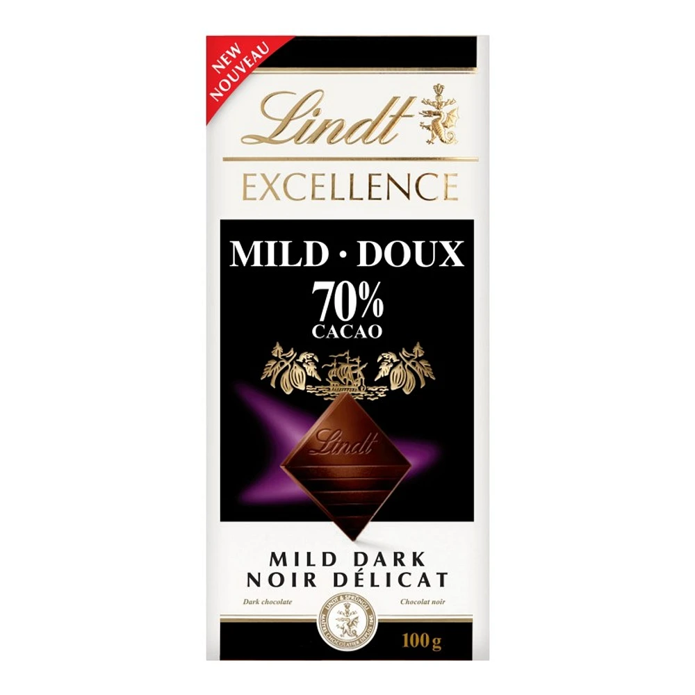 Lindt EXCELLENCE Mild 70% Cacao Dark Chocolate - 100g